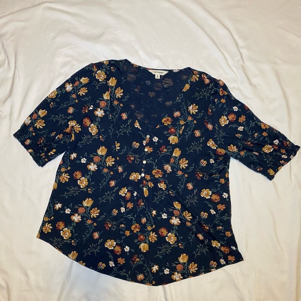 Lucky Brand Floral Navy Top